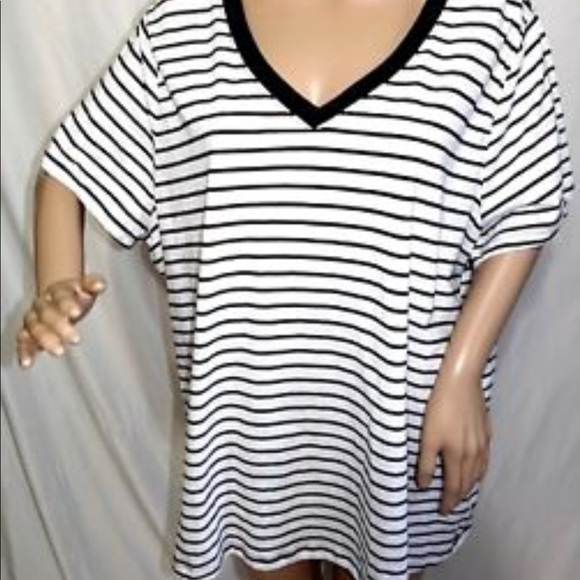 🖤FADED GLORY Black/White Striped T-Shirt - Picture 4 of 7